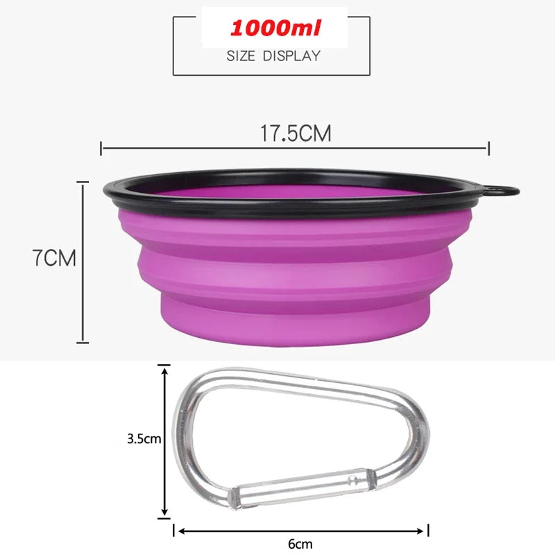 Grande tigela dobrável de silicone para animais de estimação 1L