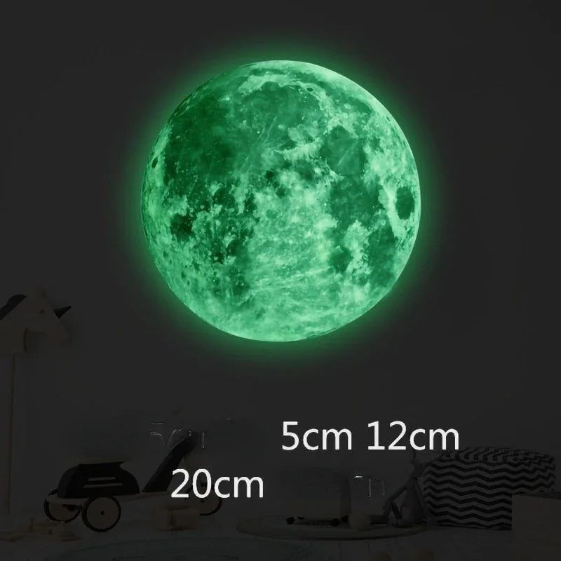 Adesivos de parede de lua luminosa em PVC