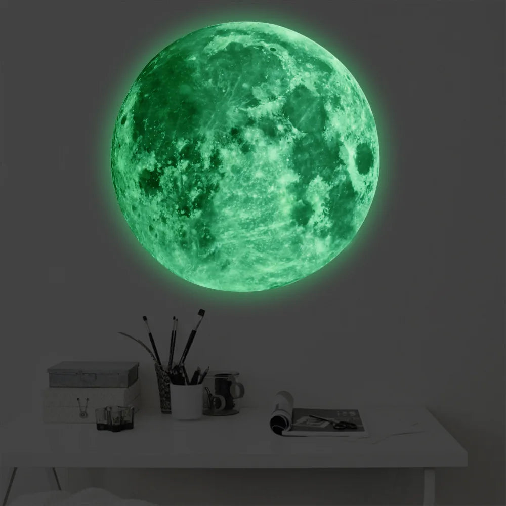 Adesivos de parede de lua luminosa em PVC