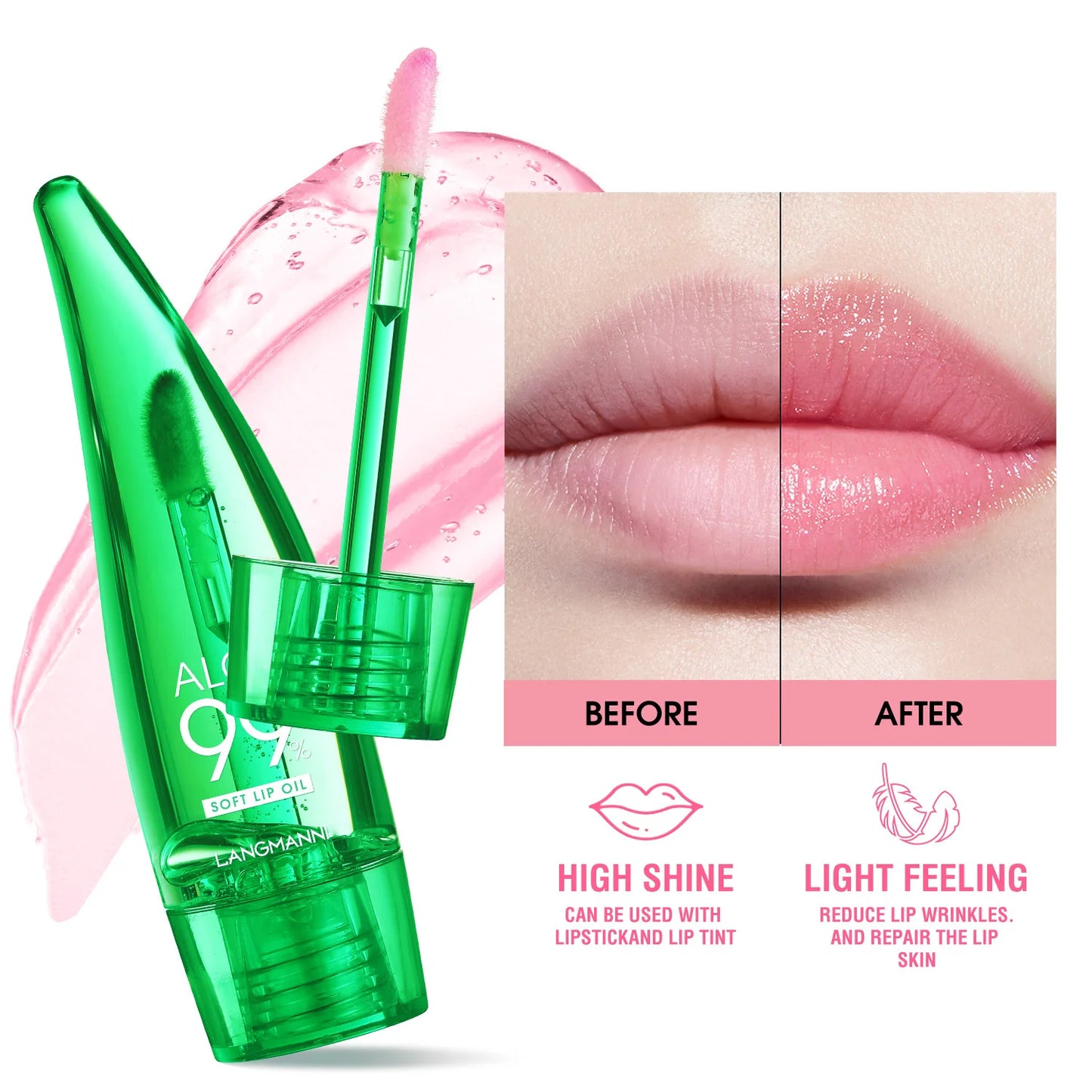 Batom Lip Tint de Aloe Vera: Cor Mutável, Longa Duração e Hidratação Nutritiva para Lábios Irresistíveis