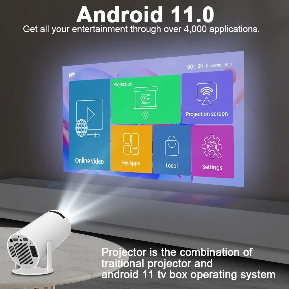 Magcubic-Projetor HY300 PRO 4K Android 11, WiFi duplo 6, 260ANSI, Allwinner H713